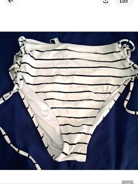 CUPSHE Black and White Striped Bikini Bottom Women Size Medium